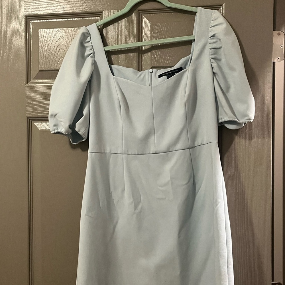 Elegant Light Blue Puff Sleeve Dress